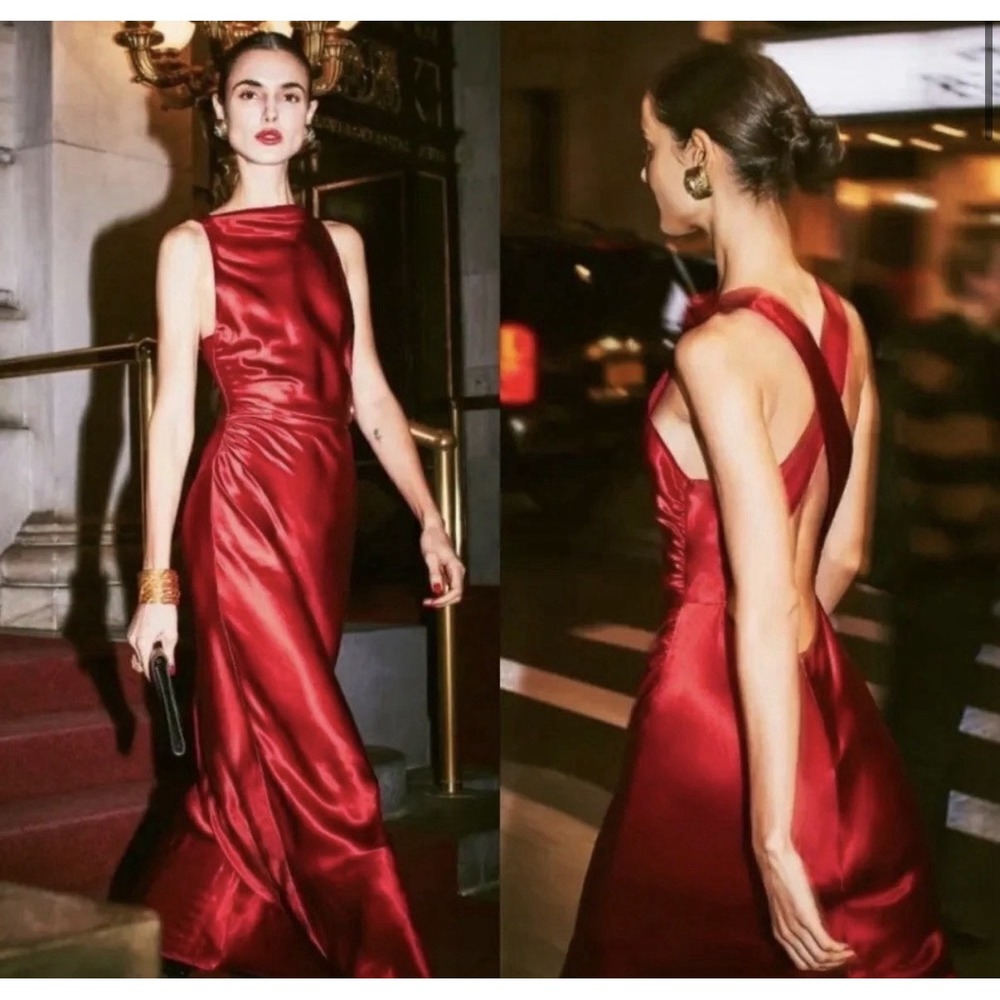 Reformation NWT $348 Casette Silk Dress Red Maxi Dress Size 6